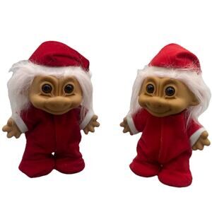 Vtg Santa Christmas Russ Troll Doll Lot Of Two{149}